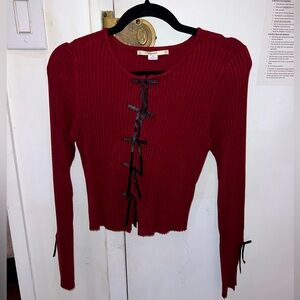 Gorgeous Maroon Bow tie Top